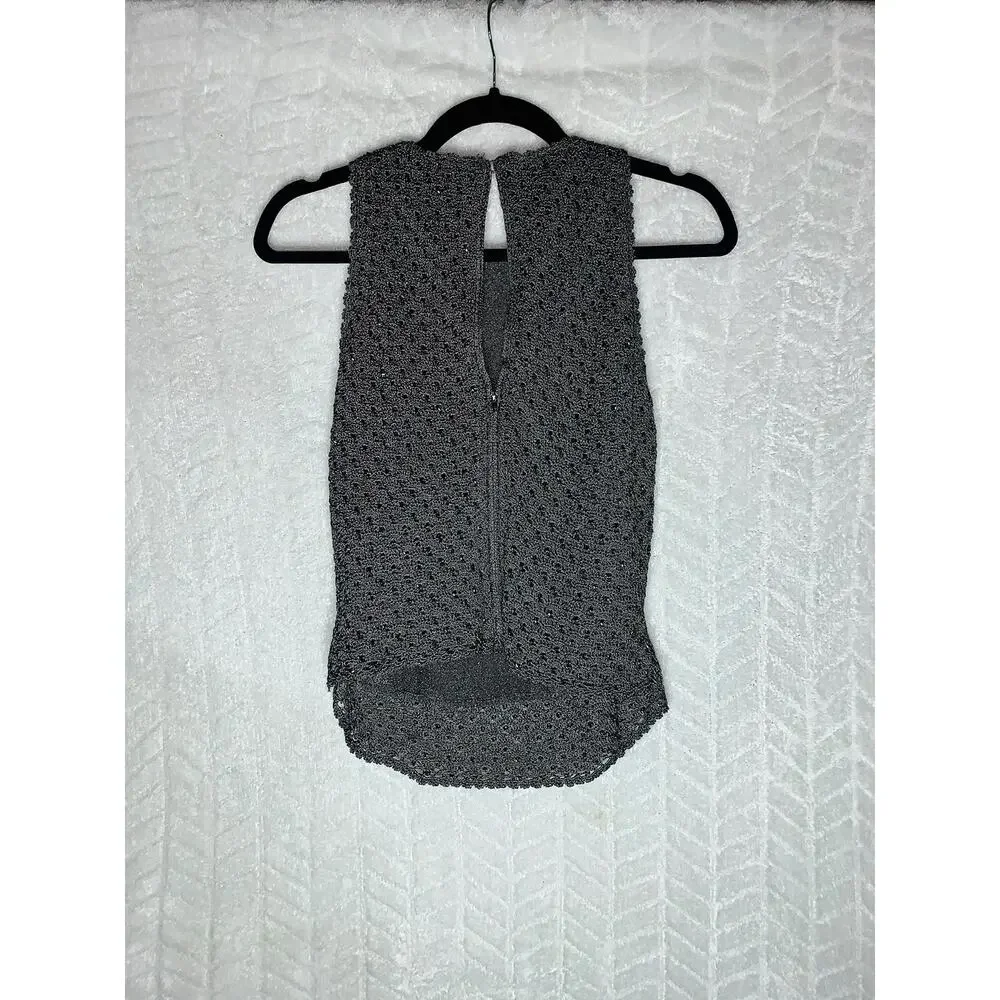 Carmen Marc Valvo Sequined Crochet Tank Top - Picture 4 of 5